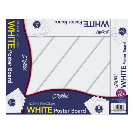 Poster Board, White, 11" x 14", 5 Sheets Per Pack, 12 Packs {4}