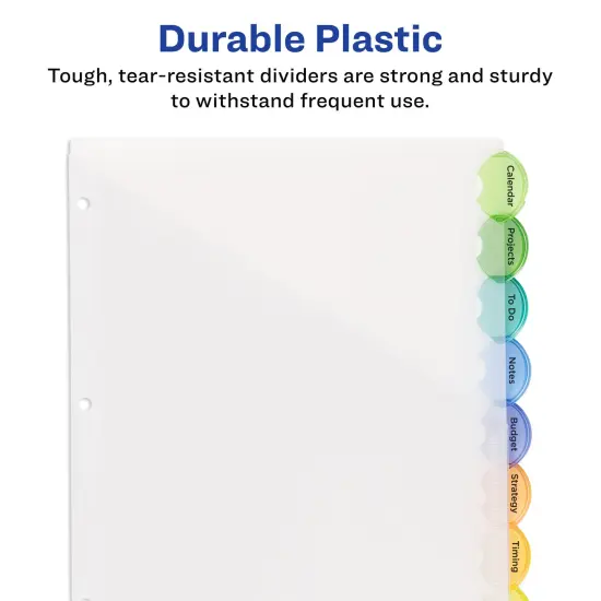 Avery Insertable Style Edge Pocket Plastic Dividers for 3 Ring Binders, 8-Tab Set, Style Edge Insertable Multicolor Tabs, Works With Sheet Protectors, 1 Set (11293) {5}