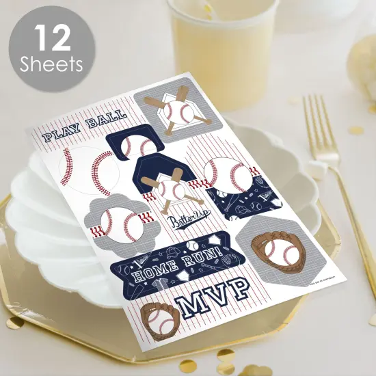Big Dot of Happiness Batter Up - Baseball - Baby Shower or Birthday Party Favor Sticker Set - 12 Sheets - 120 Stickers {3}