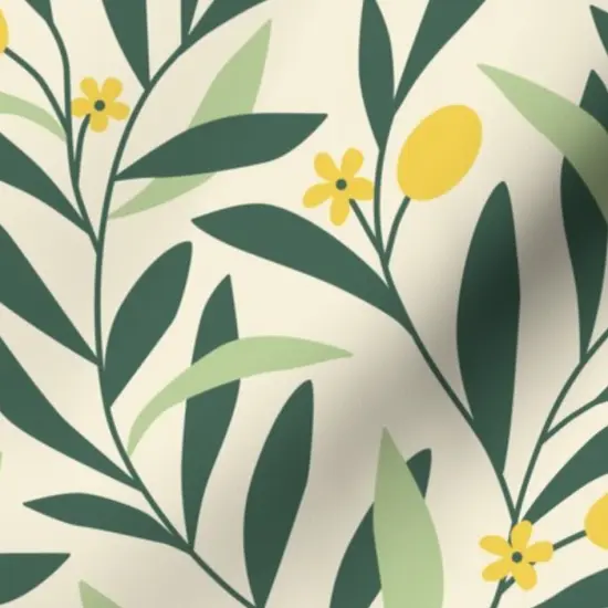 Various Fabrics by the Yard or Fat Quarter Green Yellow Botanical Garden Floral Nature Abstract Olive Medium Scale Custom Printed Fabric by Spoonflower {7}