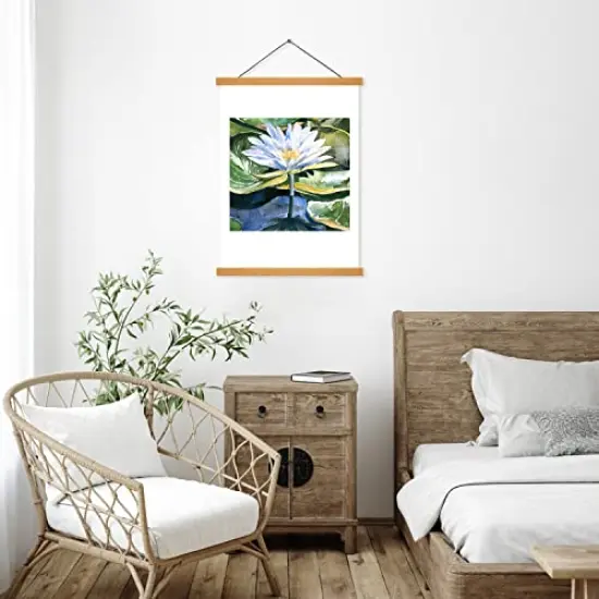 Magnetic Poster Frame Hanger, Natural Teak, Poster Hanger for Photos, Pictures, Prints, Maps, Scrolls and Canvas Artwork {2}