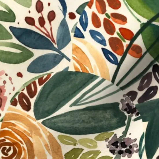 Various Fabrics by the Yard or Fat Quarter Boho Watercolor Roses Floral Medium Scale Multicolor Colorful Cream Botanical Peach Custom Printed Fabric by Spoonflower {7}