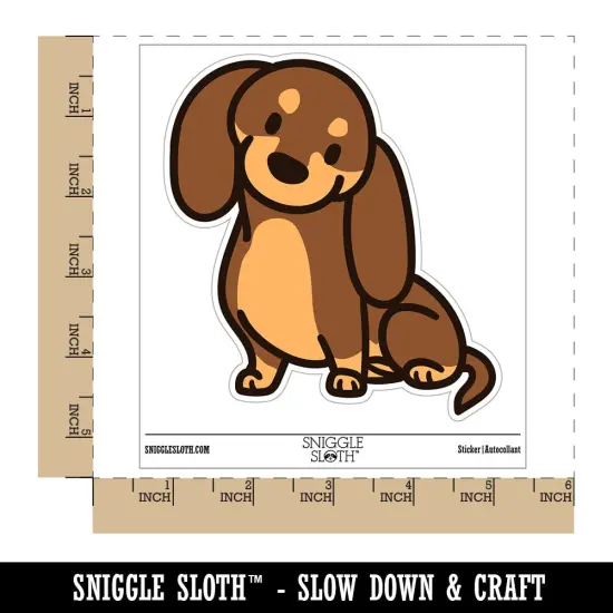 Dachshund Sitting Tilting Head Wiener Dog Waterproof Vinyl Phone Tablet Laptop Water Bottle Sticker Set - 5 Pack {1}