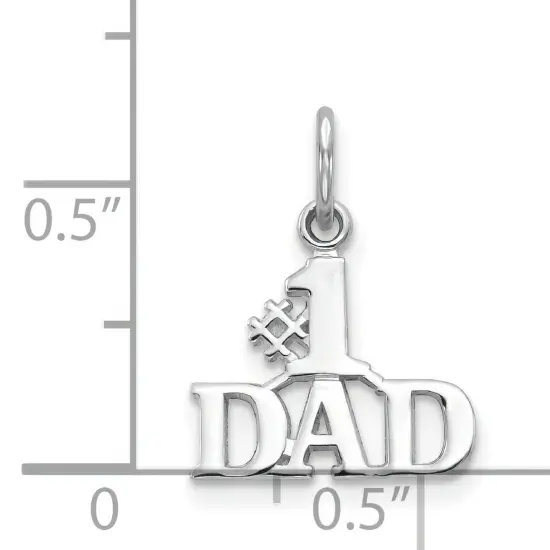 14K White Gold #1 Dad Charm Father Family Pendant Jewerly 17mm x 14mm {5}