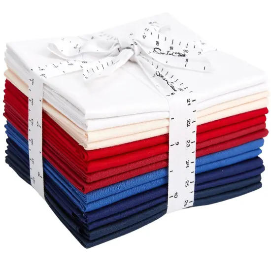 Fat Quarter Bundle -100% Cotton | Pure Solids | Patriotic USA Flag colors | Red Blue Whitel Mix Colors | Quilting & Crafting Soft Fabric {3}