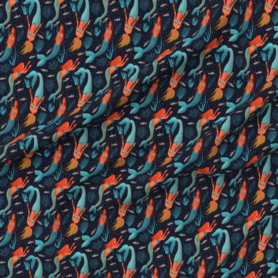 Various Fabrics by the Yard or Fat Quarter Mermaids Under The Sea Seaside Whimsical Ocean Nautical Custom Printed Fabric by Spoonflower {6}