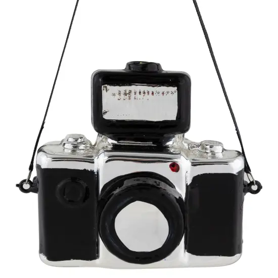 Northlight 4" Black Retro Camera Glass Christmas Ornament {1}