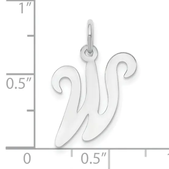 14K White Gold Polished Fancy Initial Letter W Charm Jewerly 20mm x 11mm {4}