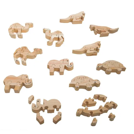 Unfinished Wooden Animal Puzzles - Safari Animals (Pack of 12) {1}