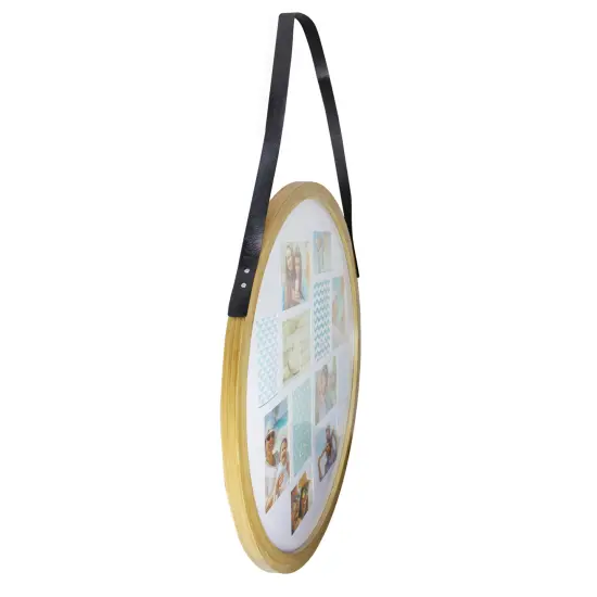 Northlight Round Wooden Wall Collage with 12-Picture Slots - for 4" x 6" and 5" x 7" Photos Brown {4}