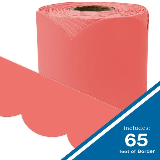 Carson Dellosa 65Ft of Salmon Pink Bulletin Board Borders, 1 Roll of Scalloped Trim for Rolling Whiteboard, Cork and Posterboard, Party, Spring Decorations, and Classroom Decor {2}