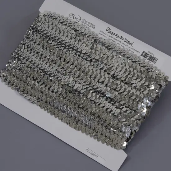 20 yards of 1 Row 3/8" Metallic Stretch Sequin Trim | 20 yard cut Silver {4}