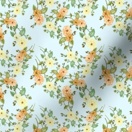 Various Fabrics by the Yard or Fat Quarter Dainty Botanical Simple Floral Yellow Orange Blue Small Scale Feminine Custom Printed Fabric by Spoonflower {7}