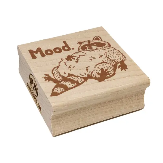 Fluffy Lazy Raccoon Mood Square Rubber Stamp for Stamping Crafting {7}