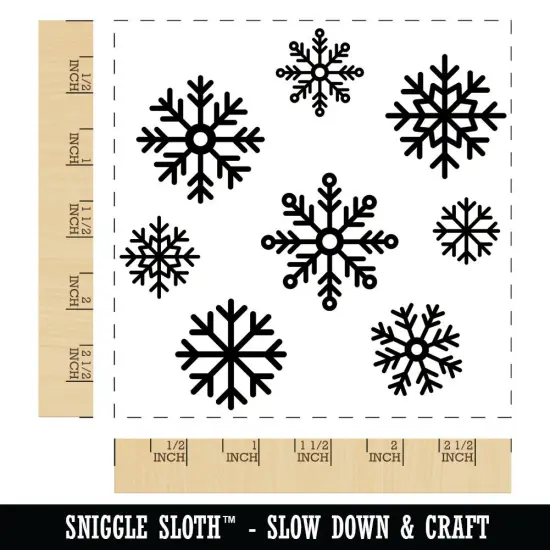 Scattered Snowflakes Winter Square Rubber Stamp for Stamping Crafting {1}