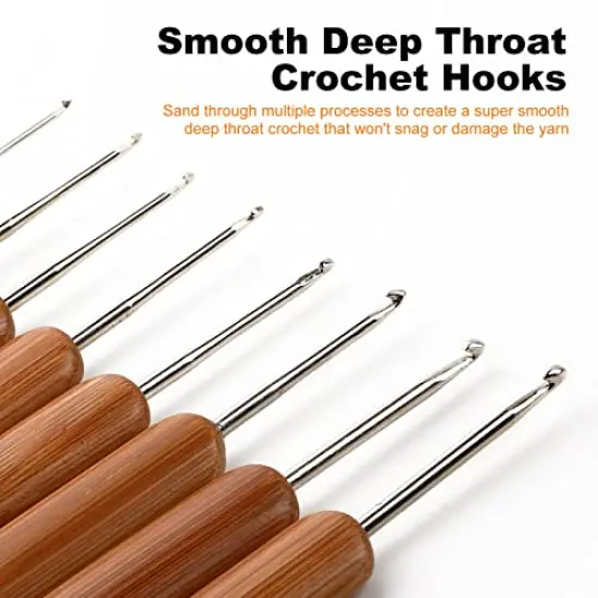 20 Pieces Bamboo Crochet Hooks, Lightweight and Eco-Friendly of Full Gift Set with Crochet Hooks Bag, Crochet Hooks for Crocheting {4}
