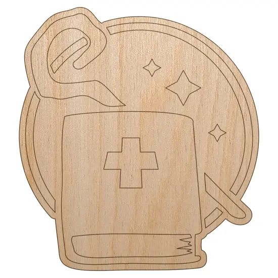 Priest Healer Cleric Tome and Staff Gaming Unfinished Wood Shape Piece Cutout for DIY Craft Projects {7}