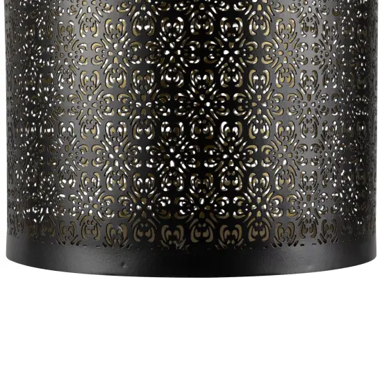 Northlight Laser-Cut Design Iron Candle Holders with Handles - 9.5" - Black - Set of 2 {6}