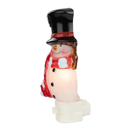 Northlight Peeking Snowman in Black Top Hat and Scarf Christmas Night Light - 6.5" White {5}