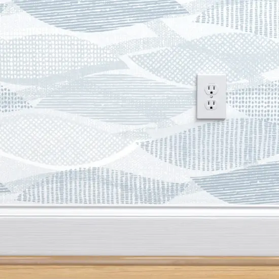 Peel & Stick Wallpaper 2FT Wide Blue Gray Waves Large Scale Neutral Geometric Abstract Ocean Modern Beach Home Custom Removable Wallpaper by Spoonflower {4}