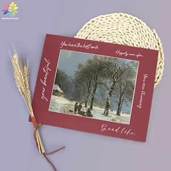 Pack of 10, 11x14 for 8x10 China Red Color Mats - Acid Free, 4-ply Thickness, White Core - for Pictures, Photos, Framing {3}