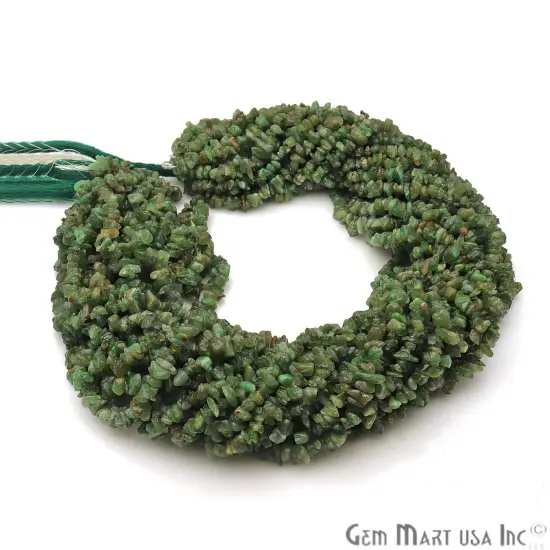 Tsavorite Chip Beads, 34 Inch, Natural Chip Strands, Drilled Strung Nugget Beads, 3-7mm, Polished, GemMartUSA (CHSV-70001) {5}