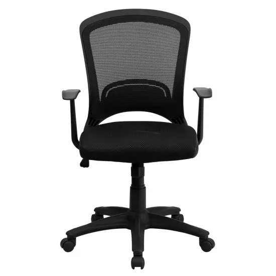 Emma and Oliver Mid-Back Designer Mesh Swivel Task Office Chair with Arms Black {3}