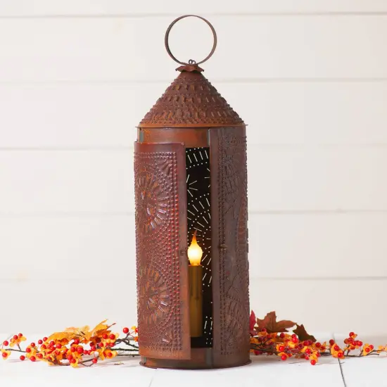 Irvin's Country Tinware 22-Inch Chimney Lantern in Rustic Tin {4}