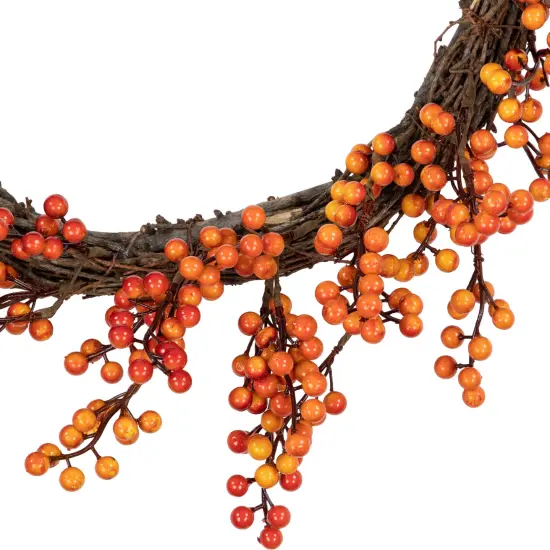 Northlight Artificial Berry Fall Harvest Twig Wreath - 18" Orange {3}