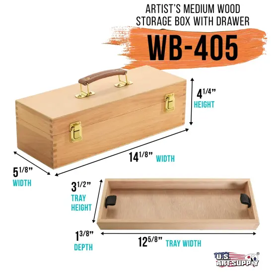 Artist Wood Pastel, Pen, Marker Storage Box with Drawer(s) (Medium Tool Box) {2}