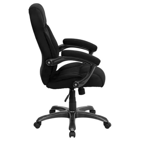 Emma and Oliver High Back Executive Ergonomic Office Chair with Silver Nylon Base and Arms Black Microfiber {5}