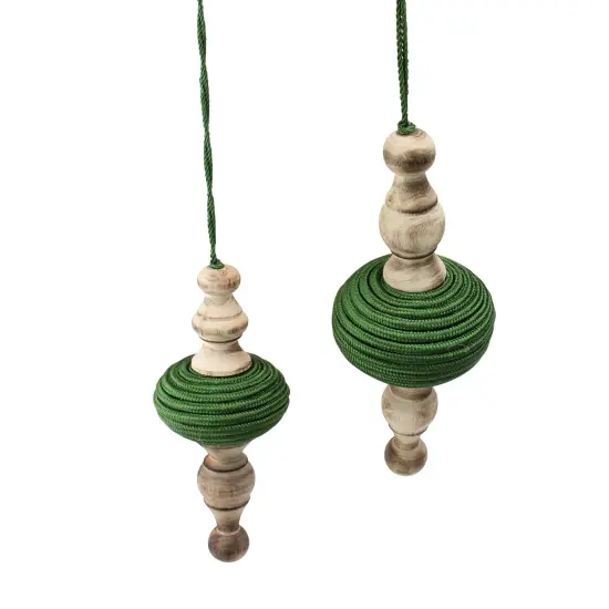 Melrose 2ct Green and Beige Christmas Finial Drop Ornaments 9" {1}