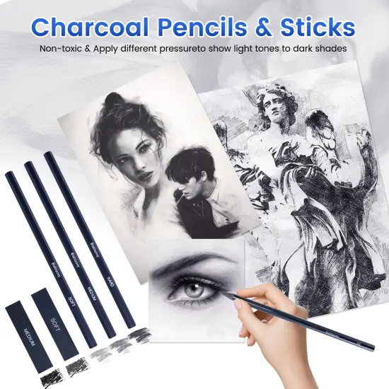 Drawing Kit with 2 Sketch Book, Sketching Pencils, Graphite Pencils, Charcoal Pencils, Art Kit for Artists Adults Teens Beginner Kid, Drawing Pencils for Sketching {6}