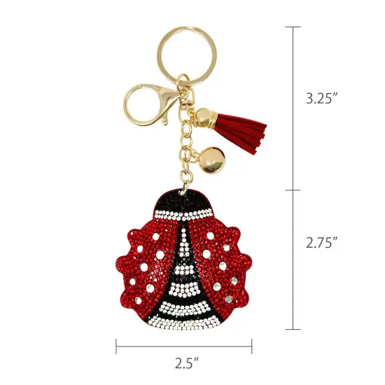 Wrapables Crystal Bling Key Chain Keyring with Tassel Car Purse Handbag Pendant, Ladybug {2}
