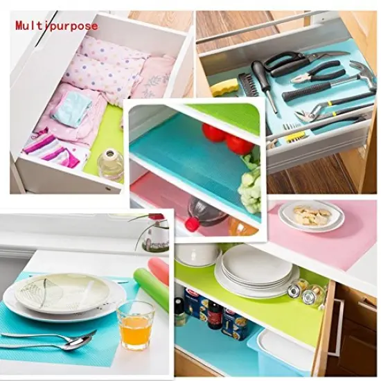 9 Pack Washable Fridge Mats Liners Waterproof Fridge Pads Drawer Table Mats Refrigerator Liners for Shelves,3Red/3Green/3Blue {3}