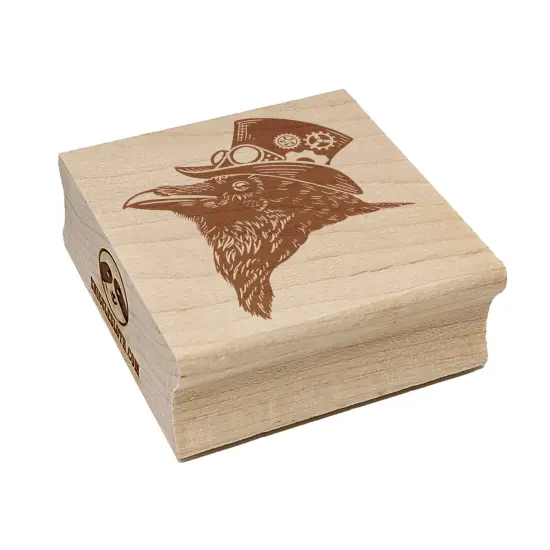 Steampunk Crow in Top Hat with Goggles and Gears Square Rubber Stamp for Stamping Crafting {7}