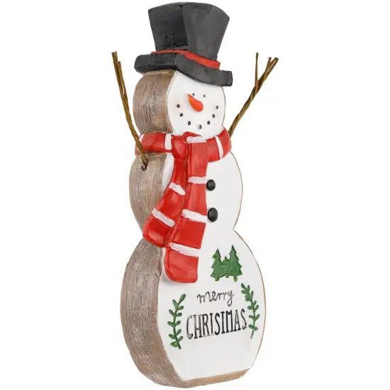 Northlight Wooden Snowman "Merry Christmas" Decoration - 8.5" White {4}