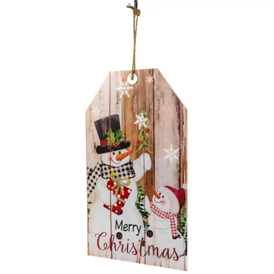 Northlight 19.5" Snowmen Merry Christmas Tag Wall Sign Beige {5}