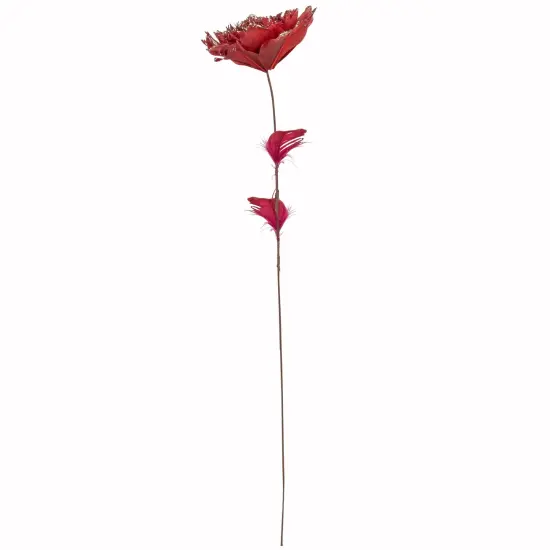 Northlight 20.75" Red Feather Peony Artificial Christmas Floral Pick {5}