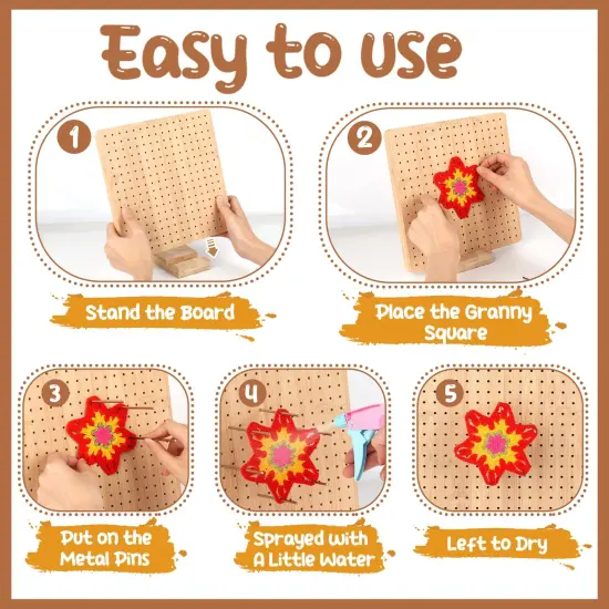 Stainless Steel Rod Pins for Blocking Board, Knitting & Crochet Supplies Blocking Pins Kit, 20pcs Metal Pegs Length 5.90" with Yellow Box for Blocking Mats Granny Squares Small Projects {5}