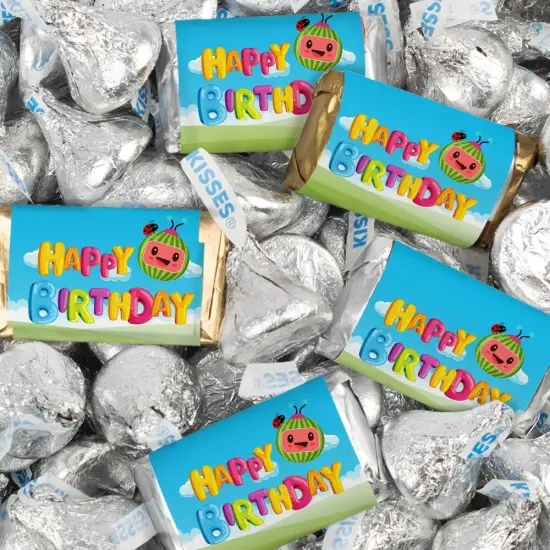 116 Pcs Cooky Melon Kid's Birthday Candy Party Favors Wrapped Hershey's Miniatures and Kisses by Just Candy (1.50 lbs) {1}
