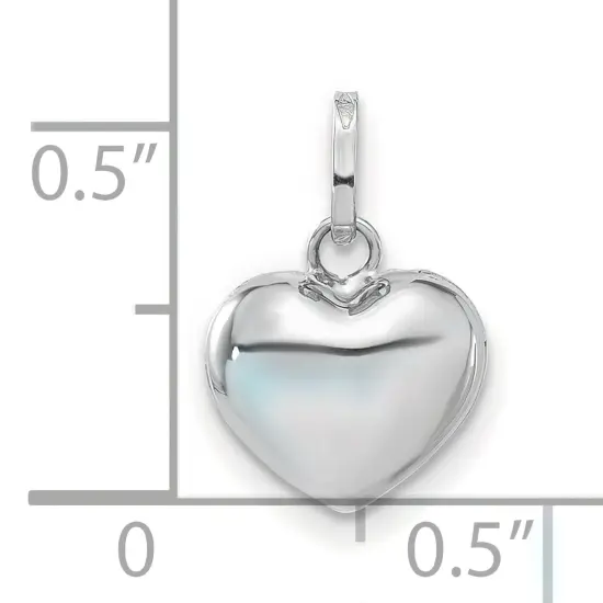 14K White Gold Heart Pendant Charm Love Jewelry 14mm x 10mm {2}
