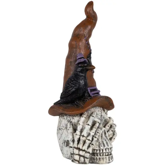 Northlight Skull in Witches Hat with Crow Halloween Decoration - 22.75" White {6}
