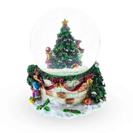 Joyful Children Adorning Christmas Tree: Musical Water Snow Globe {5}
