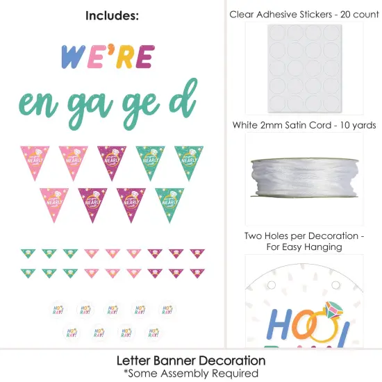 Big Dot of Happiness Just Engaged - Colorful - Engagement Party Letter Banner Decoration - 36 Banner Cutouts and We're Engaged Banner Letters {6}