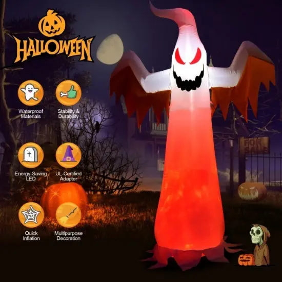 8 Feet Halloween Inflatable Ghost with Rotatable Flame LED Lights {3}