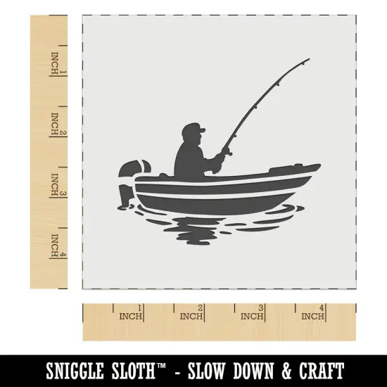 Fisherman in Fishing Boat Wall Cookie DIY Craft Reusable Stencil {7}