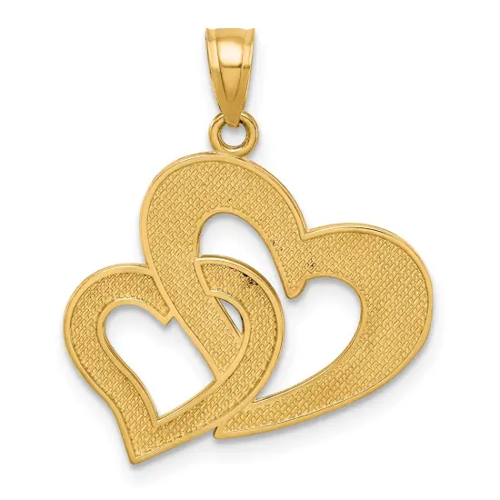 10K Gold & Rhodium Plated Double Heart Pendant Charm Jewelry 25 x 21mm {3}