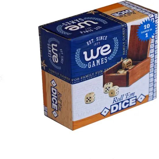WE Games Wooden Dice Box and 8 Wooden Dice {6}