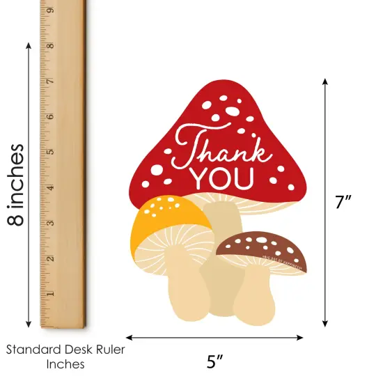 Big Dot of Happiness Wild Mushrooms - Shaped Thank You Cards - Red Toadstool Party Thank You Note Cards with Envelopes - Set of 12 {7}
